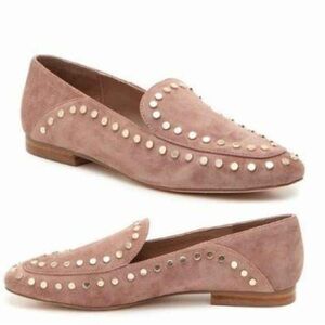 Bleecker & Bond Studded Mauve Suede Leather Loafer Flats Sz 9 M